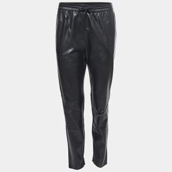 Pre Owned Saint Laurent Black Leather Loose Fit Trousers S