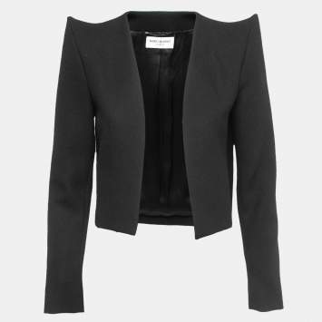 Pre Owned Saint Laurent Black Wool Pointed Shoulder Open Blazer M