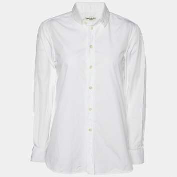 Pre Owned Saint Laurent Paris White Cotton Button Front Shirt M