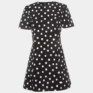 Pre Owned Saint Laurent Black Polka Dot Crepe Mini Dress M