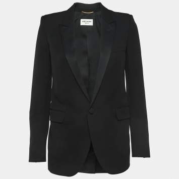 Pre Owned Saint Laurent Black Wool Single Breasted Blazer S
