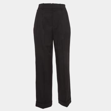 Pre Owned Saint Laurent Black Wool Pleated Trousers S