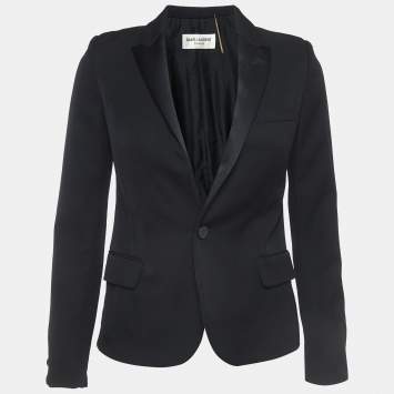 Pre Owned Saint Laurent Black Wool Single Breasted Blazer S