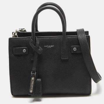 Pre Owned Saint Laurent Black Leather Nano Classic Sac De Jour Tote
