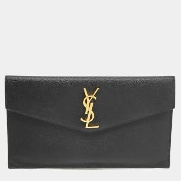 Pre Owned Saint Laurent Black Leather Uptown Pouch
