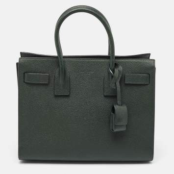 Pre Owned Saint Laurent Dark Green Leather Baby Classic Sac De Jour Tote