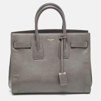 Pre Owned Saint Laurent Grey Leather Small Classic Sac De Jour Tote