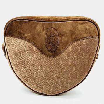 Saint Laurent Brown Suede Coeur Shoulder Bag