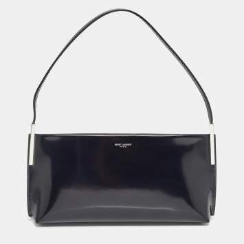 Pre Owned Saint Laurent Black Brushed Leather Small Suzanne Rigid Shoulder Bag