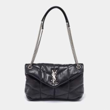 Pre Owned Saint Laurent Black Quilted Leather Small Loulou Puffer Shoulder Bag