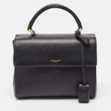 Pre Owned Saint Laurent Black Leather Small Moujik Top Handle Bag