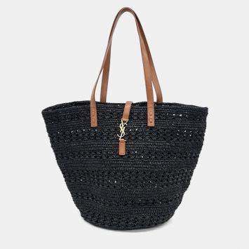 Pre Owned Saint Laurent Crochet Raffia Panier Bag Medium