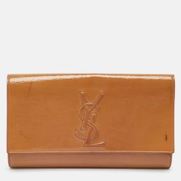 Pre Owned Saint Laurent Beige Patent Leather Belle De Jour Clutch