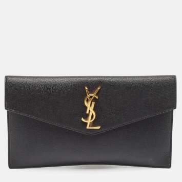 Pre Owned Saint Laurent Black Leather Uptown Pouch 