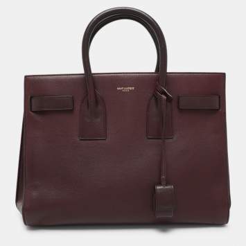 Pre Owned Saint Laurent Burgundy Leather Small Classic Sac De Jour Tote