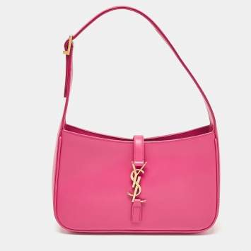 Pre Owned Saint Laurent Pink Leather LE 5 À 7 Shoulder Bag
