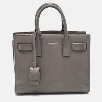 Pre Owned Saint Laurent Grey Leather Nano Classic Sac De Jour Tote