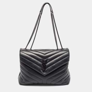 Pre Owned Saint Laurent Matelasse Leather Medium Lou Lou Shoulder Bag