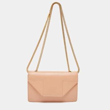Pre Owned Saint Laurent Peach Leather Betty Flap Bag