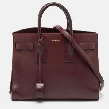 Pre Owned Saint Laurent Burgundy Leather Small Classic Sac De Jour Tote