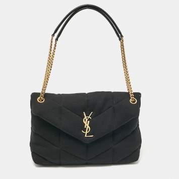 Pre Owned Saint Laurent Black Quilted Fabric Medium Loulou Puffer Shoulder Bag