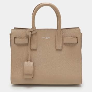 Pre Owned Saint Laurent Beige Leather Nano Classic Sac De Jour Tote