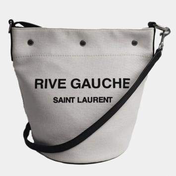 Saint Laurent Paris Black/White Canvas Rive Gauche Tote Bag