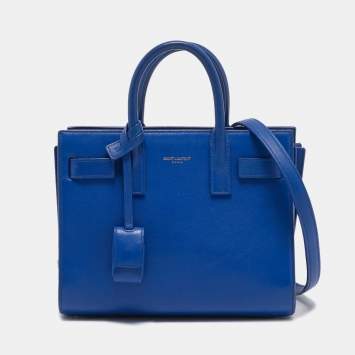 Pre Owned Saint Laurent Blue Leather Nano Classic Sac De Jour Tote