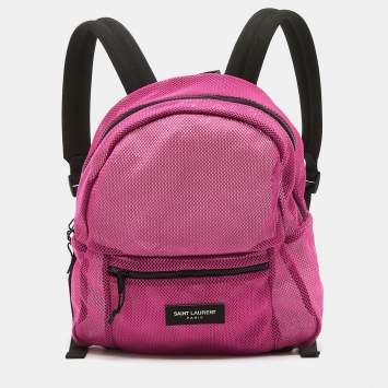 Pre Owned Saint Laurent Magenta Mesh Nylon Backpack