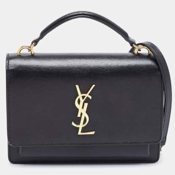 Saint Laurent Black Leather Small Sunset Top Handle Bag