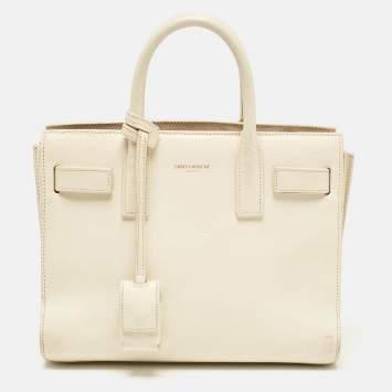 Saint Laurent Cream Leather Nano Classic Sac De Jour Tote
