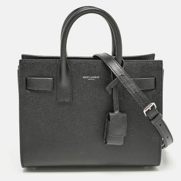 Pre Owned Saint Laurent Black Leather Nano Classic Sac De Jour Tote