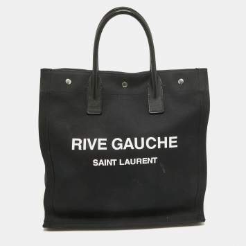 Pre Owned Saint Laurent Black Fabric Rive Gauche Vertical Tote