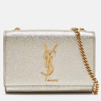 Pre Owned Saint Laurent  Light Gold Leather Small Monogram Kate Shoulder Bag