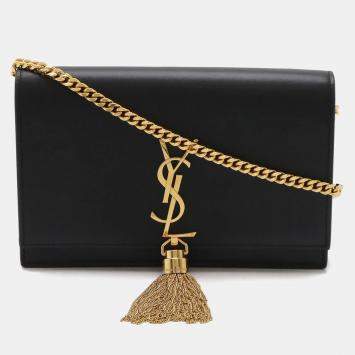 Saint Laurent Black Leather Kate Tassel Chain Wallet Shoulder Bag
