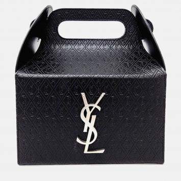 Pre Owned Saint Laurent Paris Black Leather Takeaway Box Bag