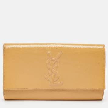 Pre Owned Saint Laurent Beige Patent Leather Belle De Jour Clutch