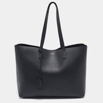 Pre Owned Saint Laurent Black Leather E/W Shopper Tote