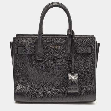 Pre Owned Saint Laurent Black Leather Nano Classic Sac De Jour Tote