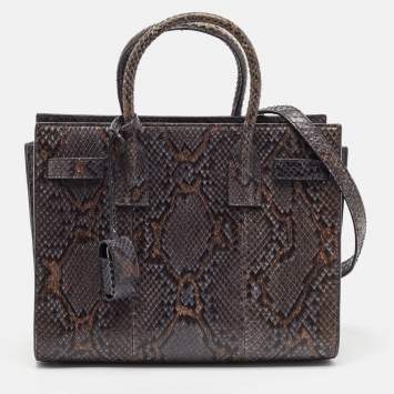 Pre Owned Saint Laurent Dark Grey Python Baby Classic Sac De Jour Tote