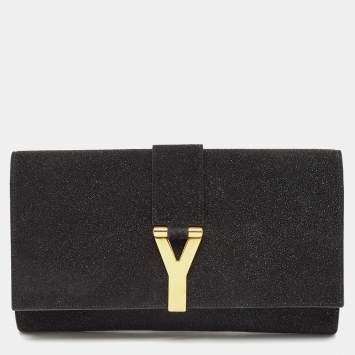 Saint Laurent Textured Suede Y Line Clutch