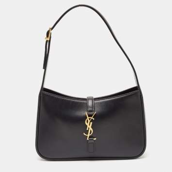 Pre Owned Saint Laurent Black Leather LE 5 À 7 Shoulder Bag