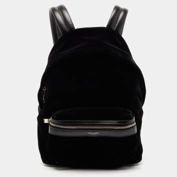 Saint Laurent Black Velvet Small City Backpack