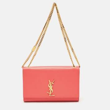 Pre Owned Saint Laurent Pink Leather Medium Kate Shoulder Bag