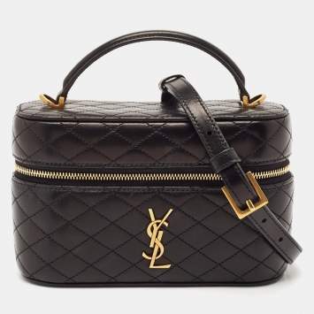 Pre Owned Saint Laurent Black Quilted Leather Gaby Vanity Bag