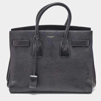 Saint Laurent Black Leather Medium Sac De Jour Tote