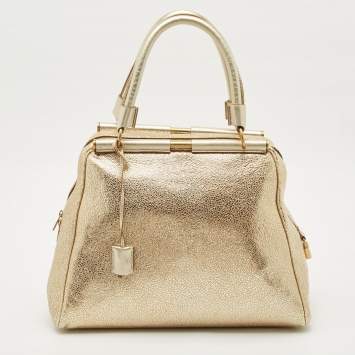 Saint Laurent Gold Textured Leather Medium Majorelle Bag