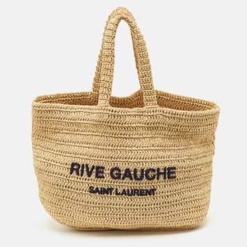 Saint Laurent Natural Raffia Rive Gauche Tote