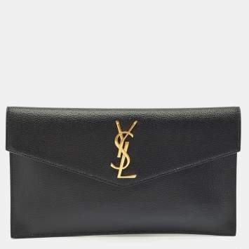 Pre Owned Saint Laurent Black Leather Uptown Pouch