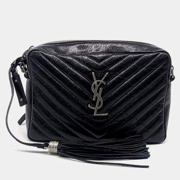 Saint Laurent Paris Black Leather Roux Camera Bag